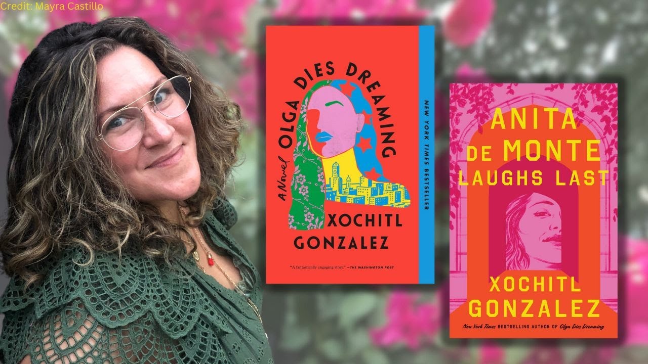 Author image with her two colorful book covers