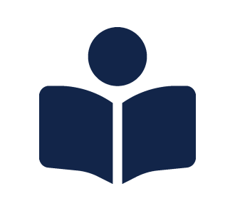 Library icon depicting a person reading a book