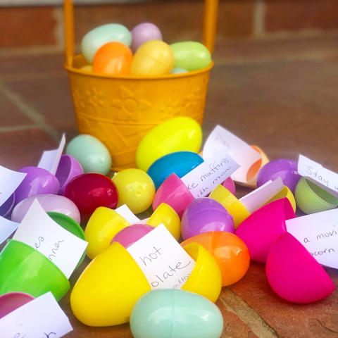 easter eggs with paper in them