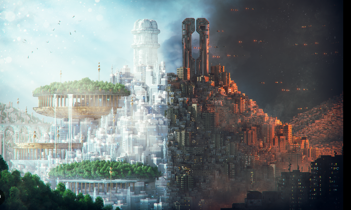 depiction of utopian and dystopian cities
