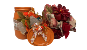 fall season decorated mason jars